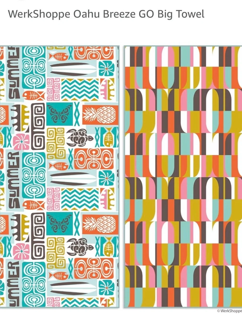 Wekstapp Reversible Microfiber Go Big Towel - Teal, White, Yellow, Brown